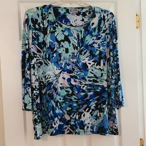 JM Woman Blue print Blouse 3X